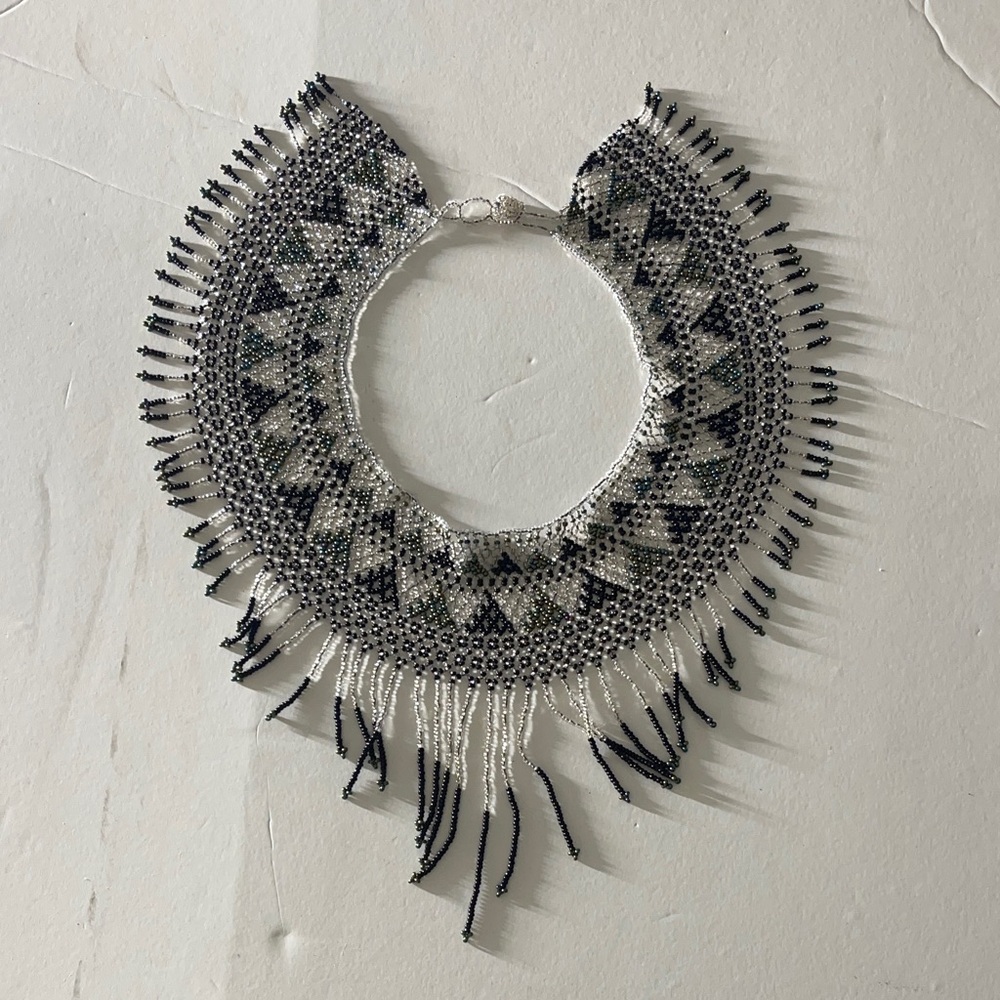 Elegant Black and White Beaded Necklace
